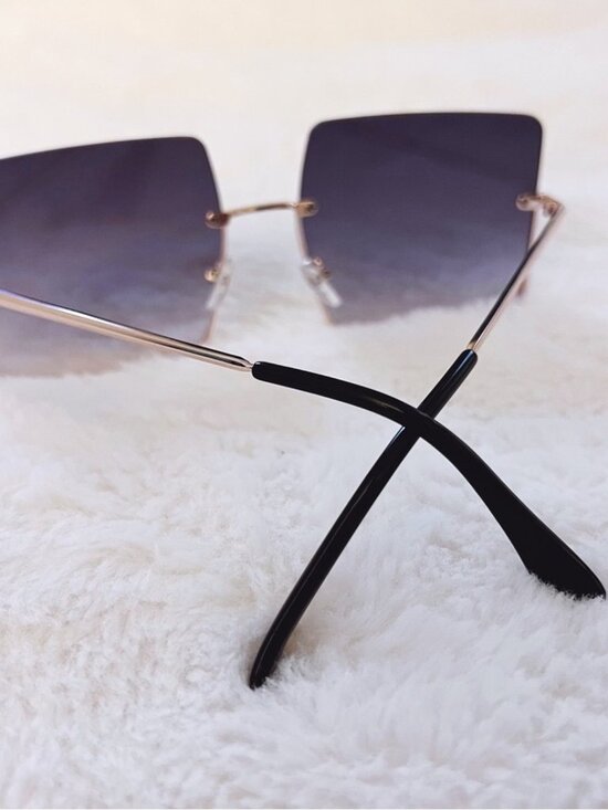 Blair Black Modern Rectangle Half Rim Sunglasses main image 5